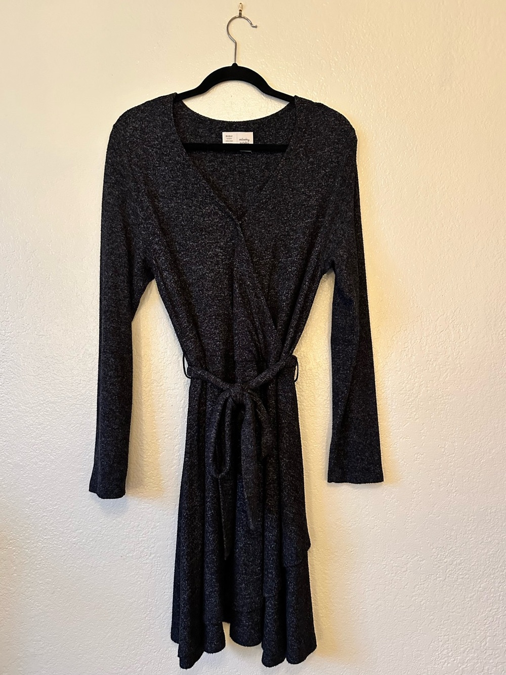 Saturday Sunday Anthropologie Mock Wrap Dress in Charcoal